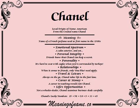 signification du prénom chanel|chanel name meaning bible.